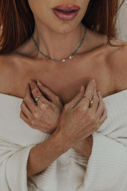 Anel Pingente Bola Ródio Branco