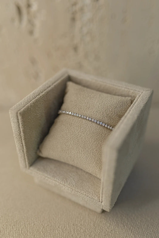 Pulseira Riviera 3 pontas 2mm Ródio Branco