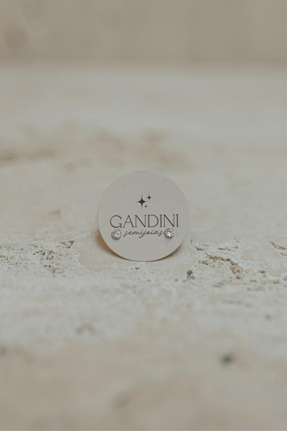 Brinco Ponto de Luz Cristal Redondo 4mm Ródio Branco