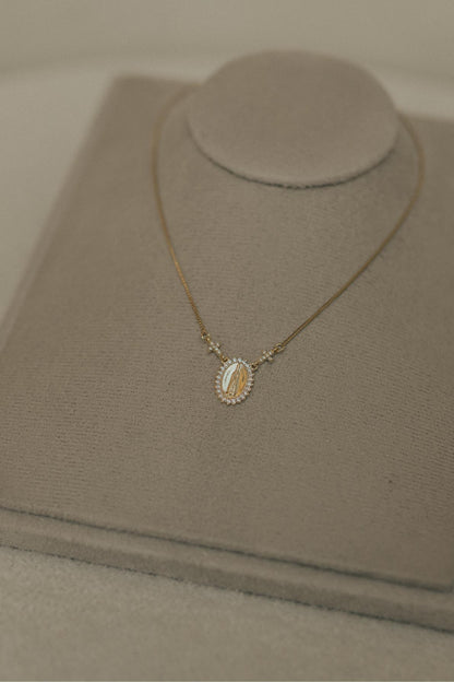 Colar Nossa Senhora de Fátima Cruz Cravejado Dourado