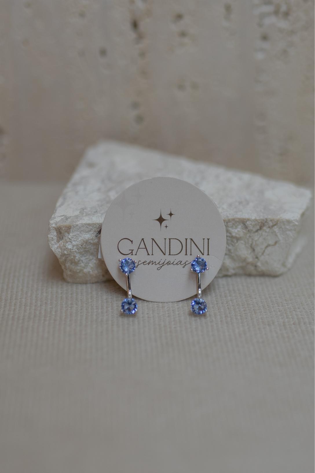 Brinco Ear Jacket London Blue Prata 925 Ródio Branco