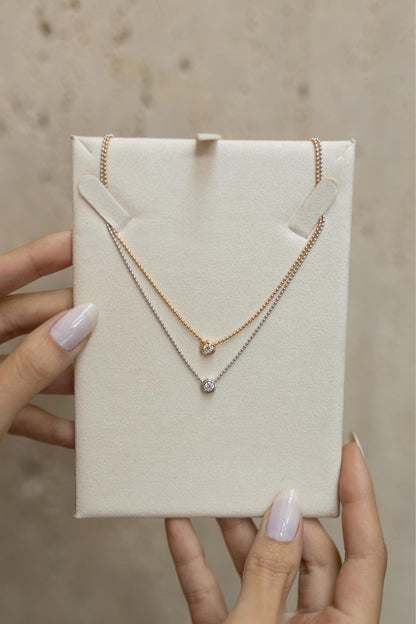 Colar Ponto de Luz Clássico Moissanite Prata 925 Ródio Branco