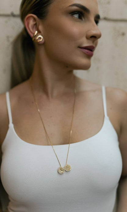 Colar Escapulário De São Bento Cravejado Articulável Dourado