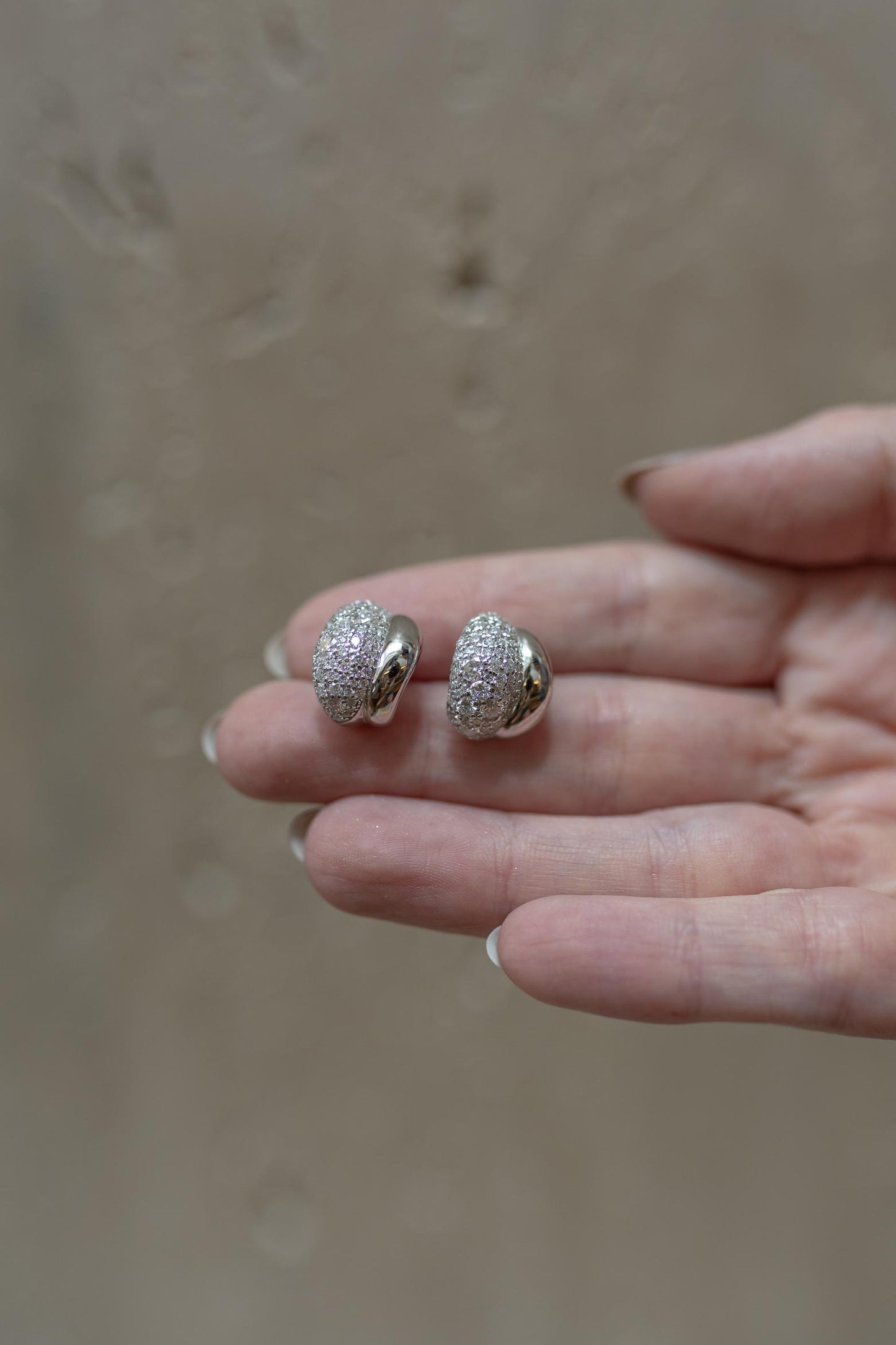 Brinco Duo Glam Moissanite Prata 925 Ródio Branco