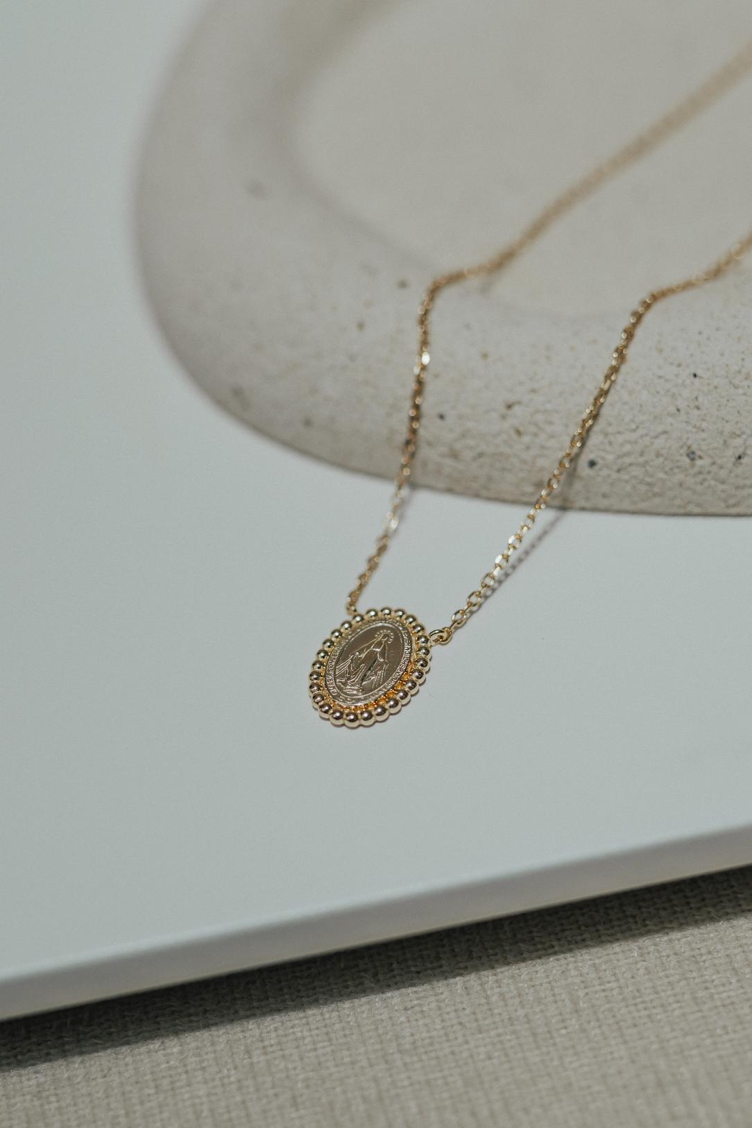Colar Nossa Senhora das Graças Bolinhas Prata 925 Dourado