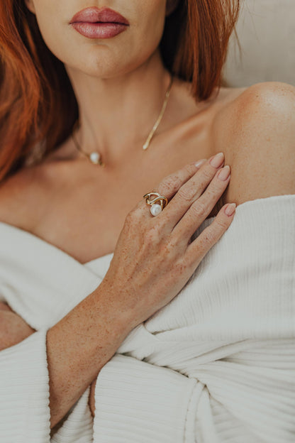Choker Aro Pérola Dourado
