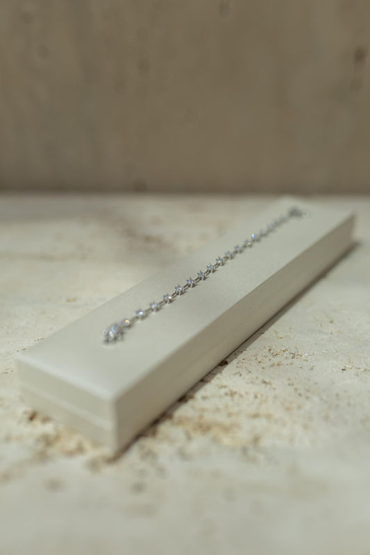 Pulseira Riviera Fio Faca Cristal Ródio Branco