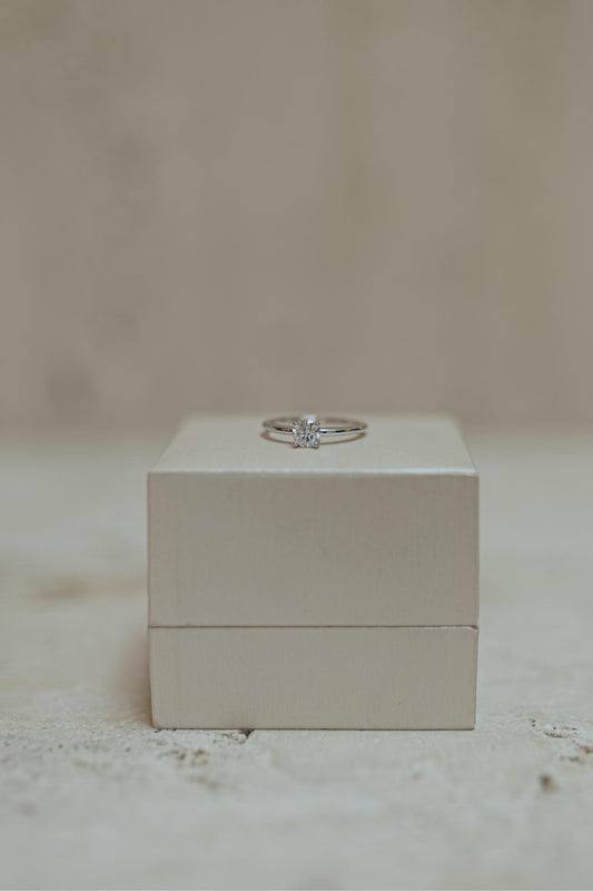 Anel Solitário 5mm Moissanite Prata 925 Ródio Branco