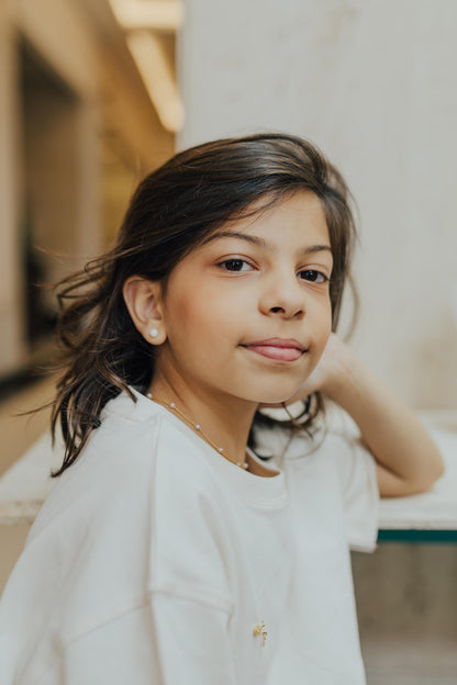 Colar Choker com Pérolas Infantil Dourado