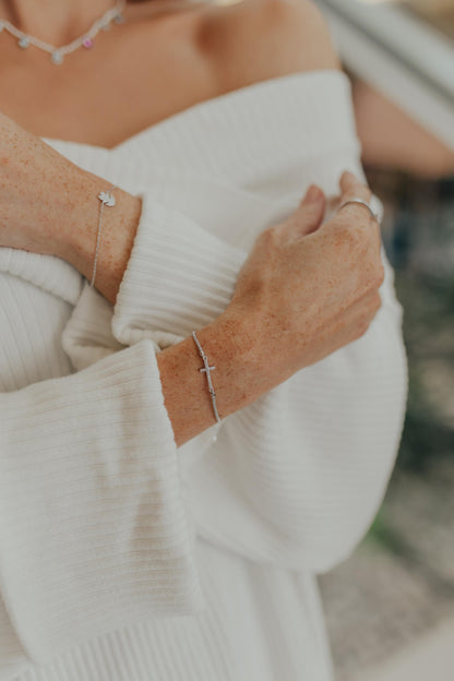 Pulseira Filhos Cravejado Prata 925 Ródio Branco