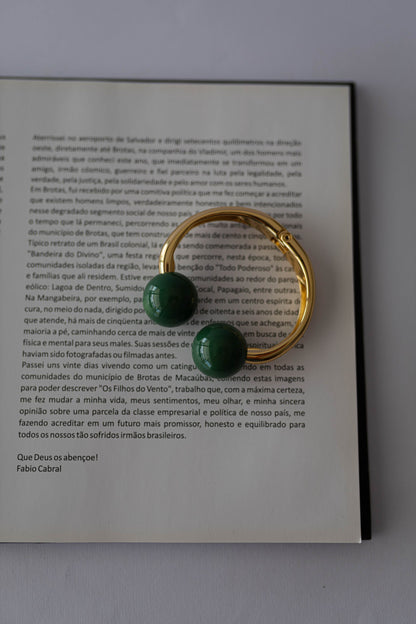 Bracelete Bolas Verde Ambição Dourado