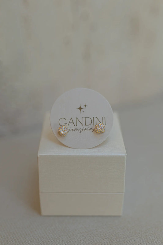 Brinco Orgânico Cravejado Dourado P