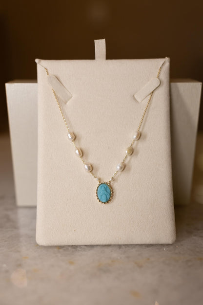 Colar Choker Pingente Oval Baquelite Nossa Senhora das Graças