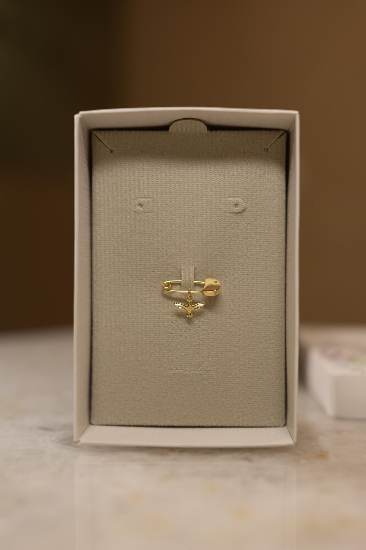 Alfinete de Batizado Ponto de Luz Divino Espírito Santo Banhado a Ouro 18k | Presente para Batizado
