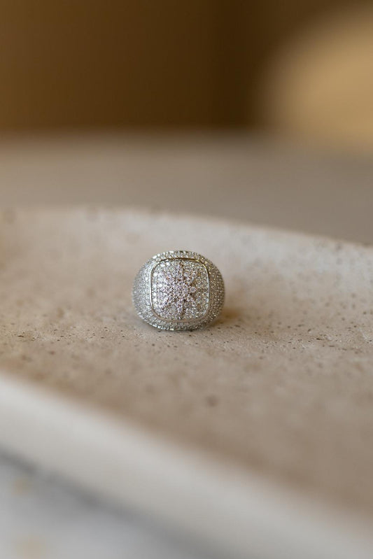 Anel Cravejado Star Moissanite Prata 925 Ródio Branco