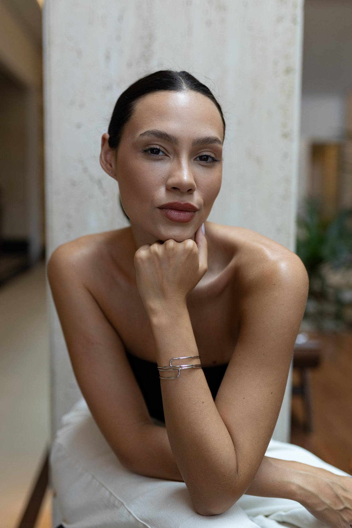 Bracelete Voltas Vazado Ródio Branco