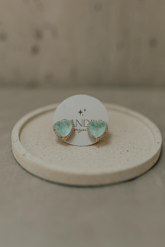 Brinco Coração Fusion Turmalina Dourado