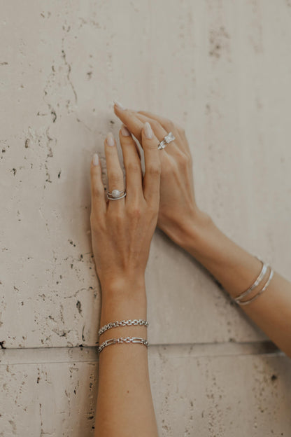 Pulseira Cadeado Ródio Branco