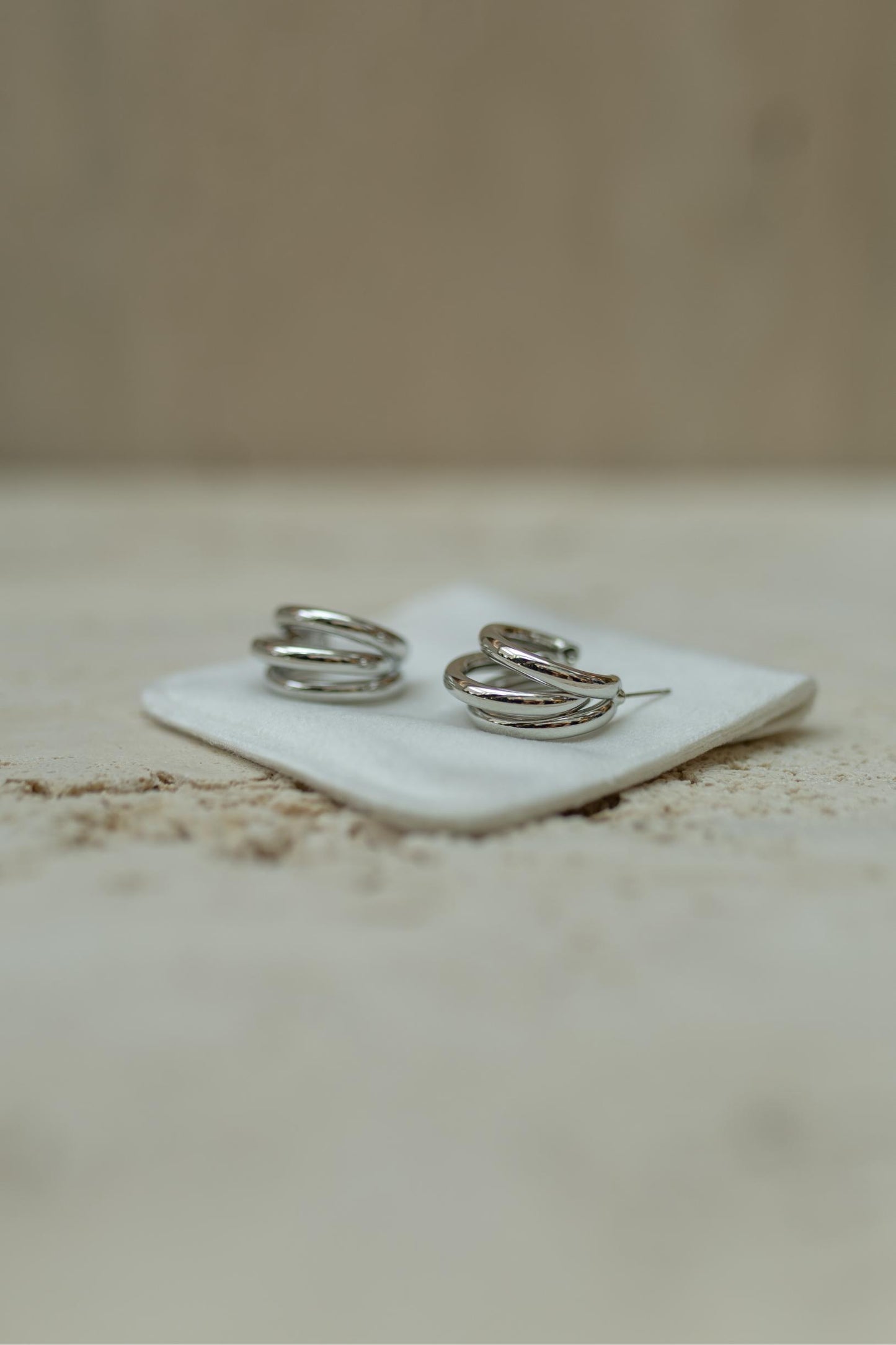 Brinco Argola Tripla Ródio Branco