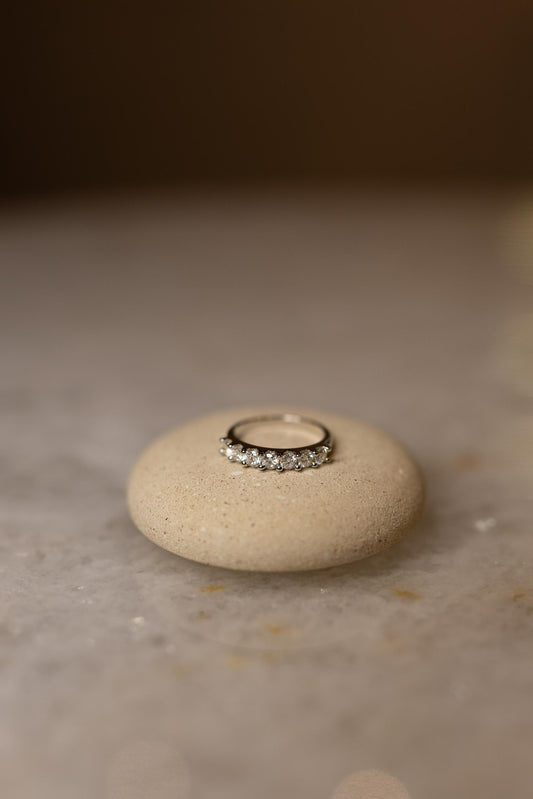 Anel Meia Aliança 3mm 4 Garras Moissanite Prata 925 Ródio Branco