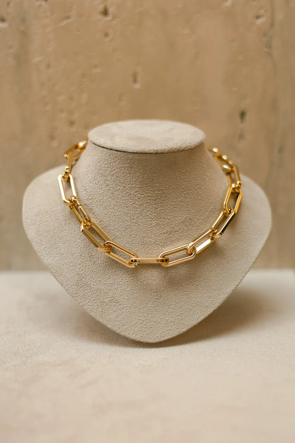 Choker 2 em 1 de Elos Lisos Dourado