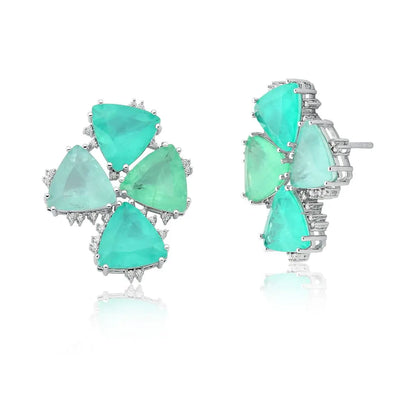 Brinco Turmalina Triangulares Ródio Branco