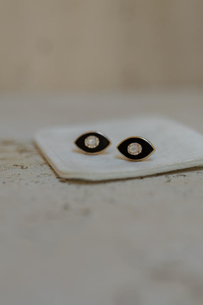 Brinco Olho Grego Preto Prata 925 Rose Gold