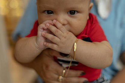 Pulseira Infantil Placa Dourado Personalizada