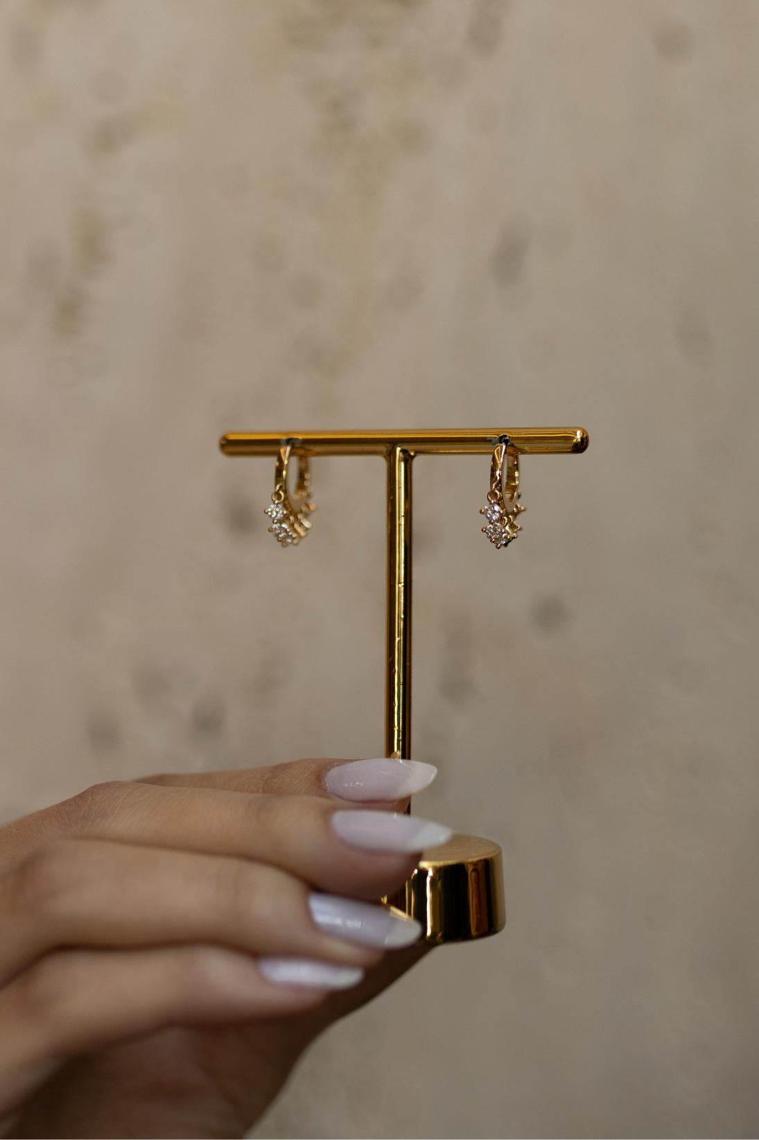 Brinco Argola Pontos de Luz Moissanite Prata 925 Dourado