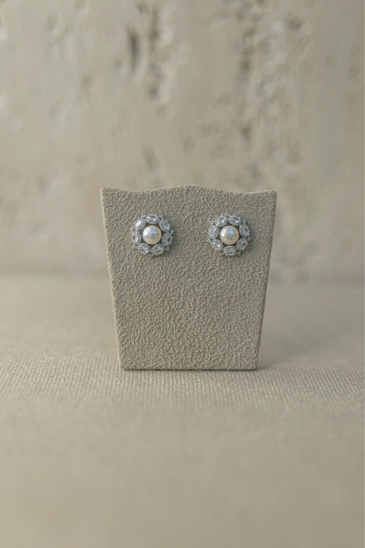 Brinco Miolo de Pérola Ródio Branco