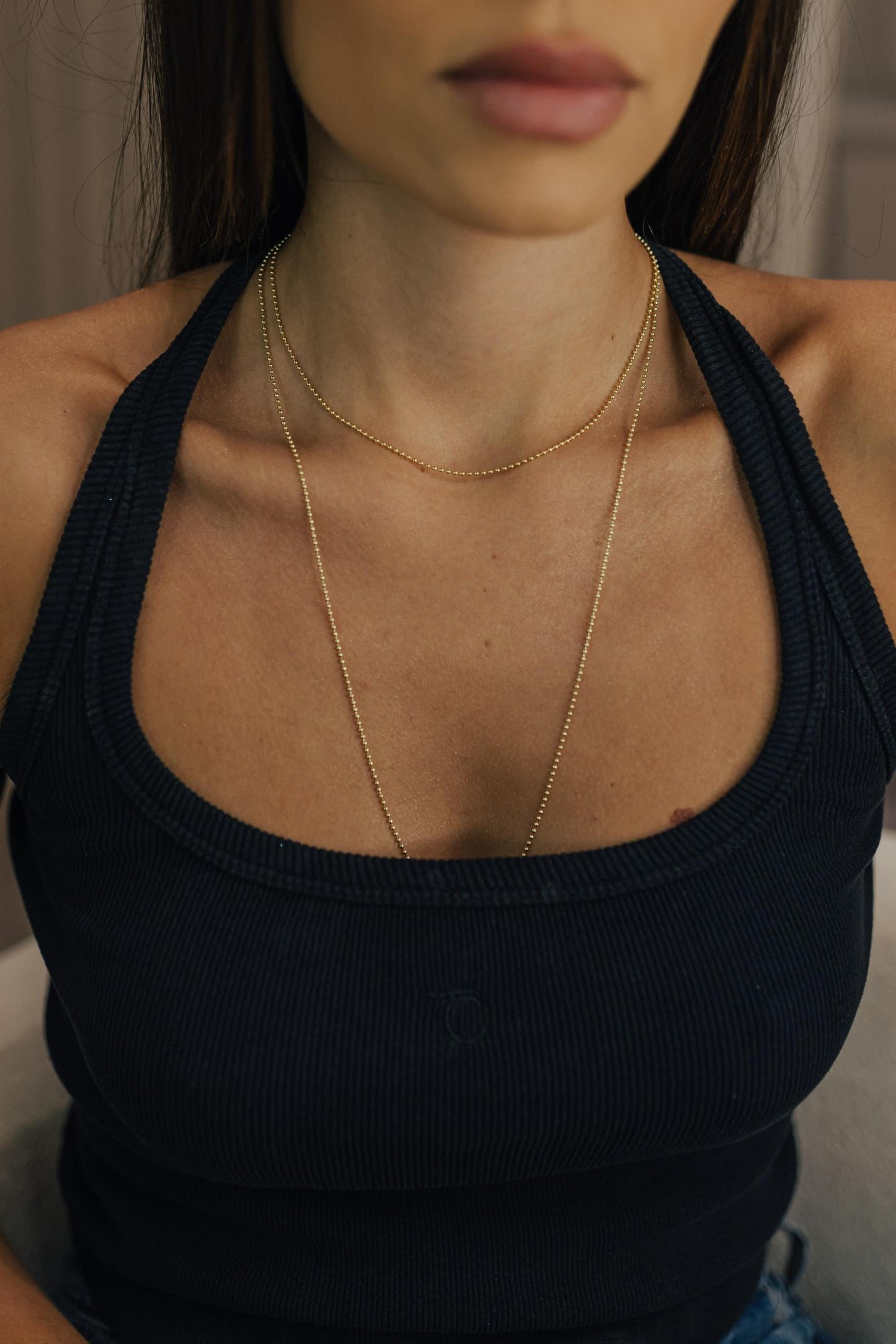 Colar Longo Bolinhas Dourado