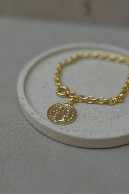 Pulseira Elos Português e Medalha de São Bento Dourado