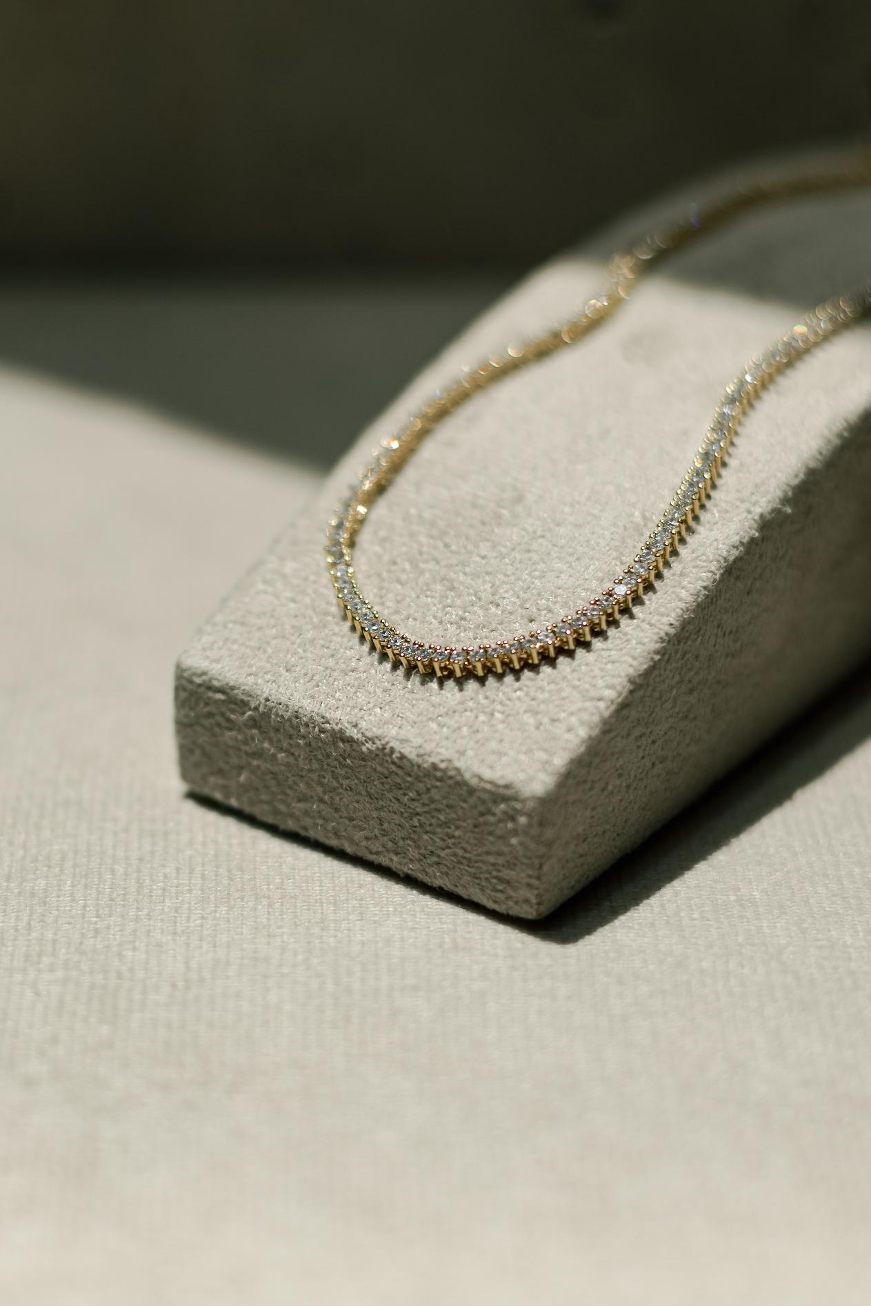 Colar Riviera 3 Pontas 2mm 40 cm Dourado