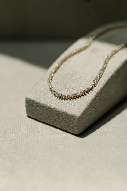 Colar Riviera 3 Pontas 2mm 40 cm Dourado