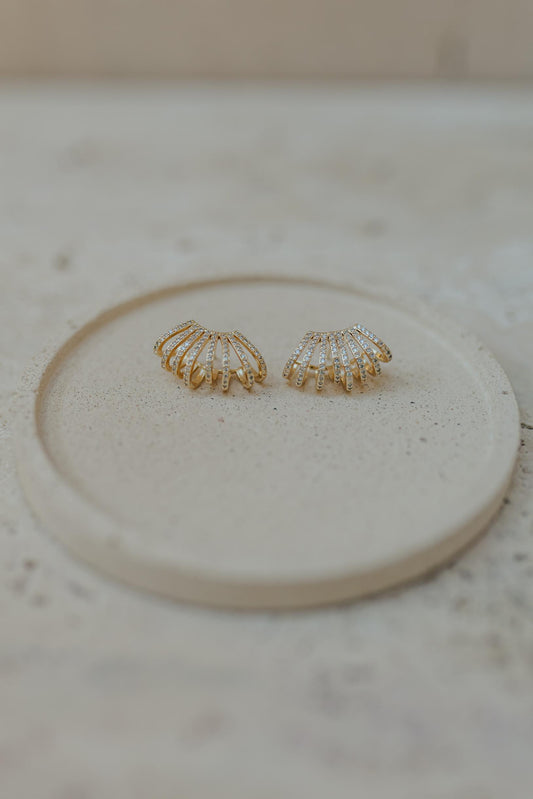 Brinco Ear Hook 8 Fileiras Cravejado Dourado