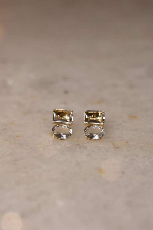 Brinco Duplos Cristal Dourado