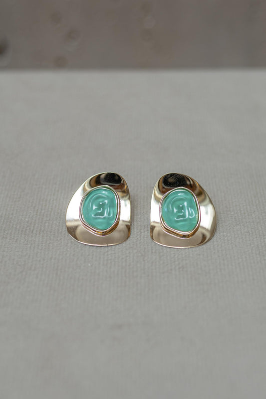 Brinco Orgânico Resina Translucida Verde Dourado