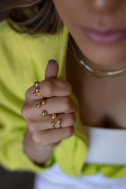Anel Ajustável Design 3 Bolas Dourado