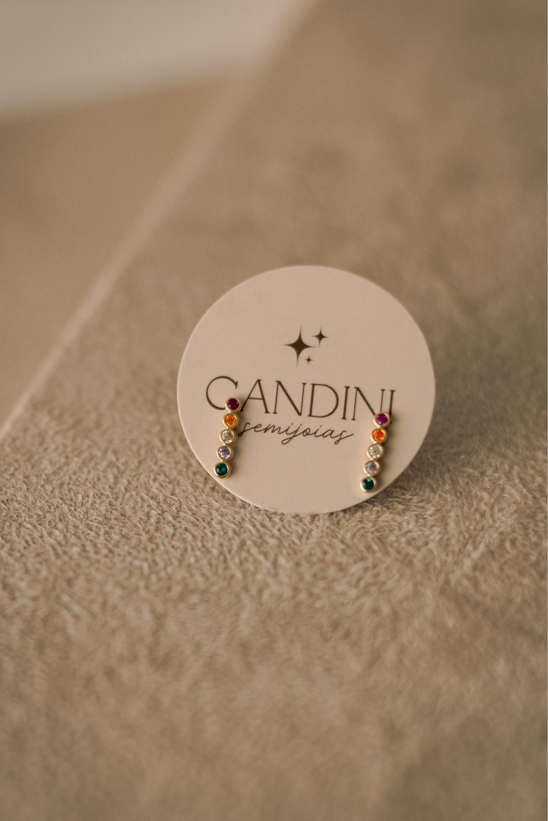 Brinco Palito Confete Rainbow Dourado