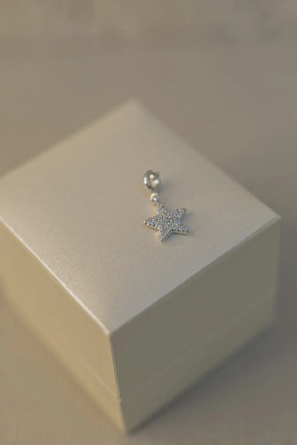 Pingente Estrela Cravejado Ródio Branco