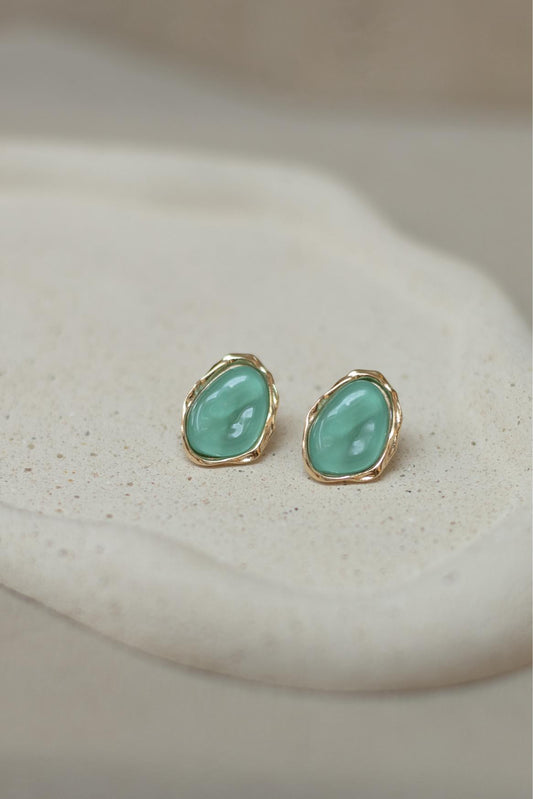 Brinco Resina Translucida Verde Dourado