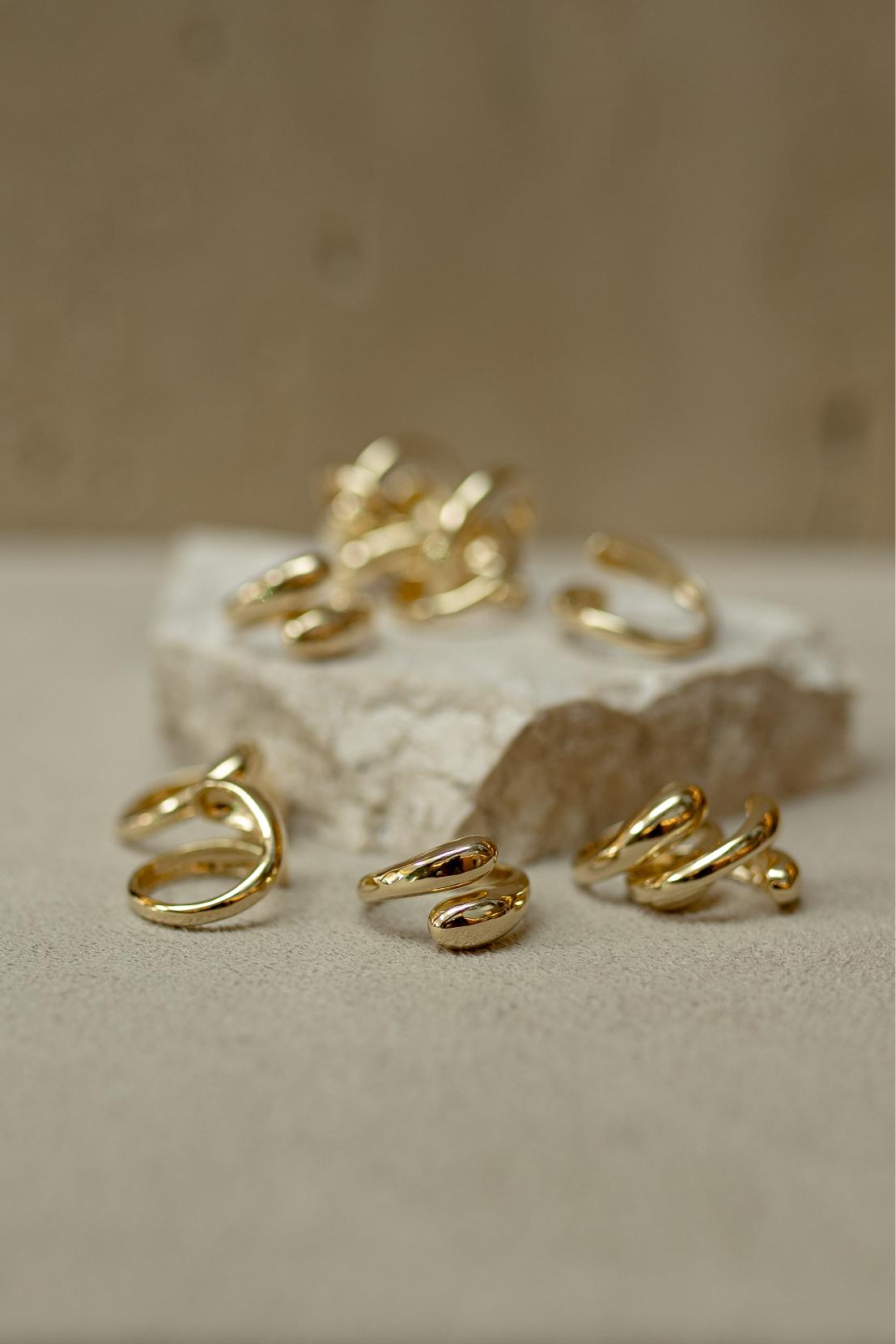 Anel Ajustável Duplo Liso Dourado