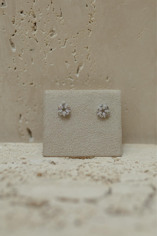 Brinco Flor Prata 925 Ródio Branco