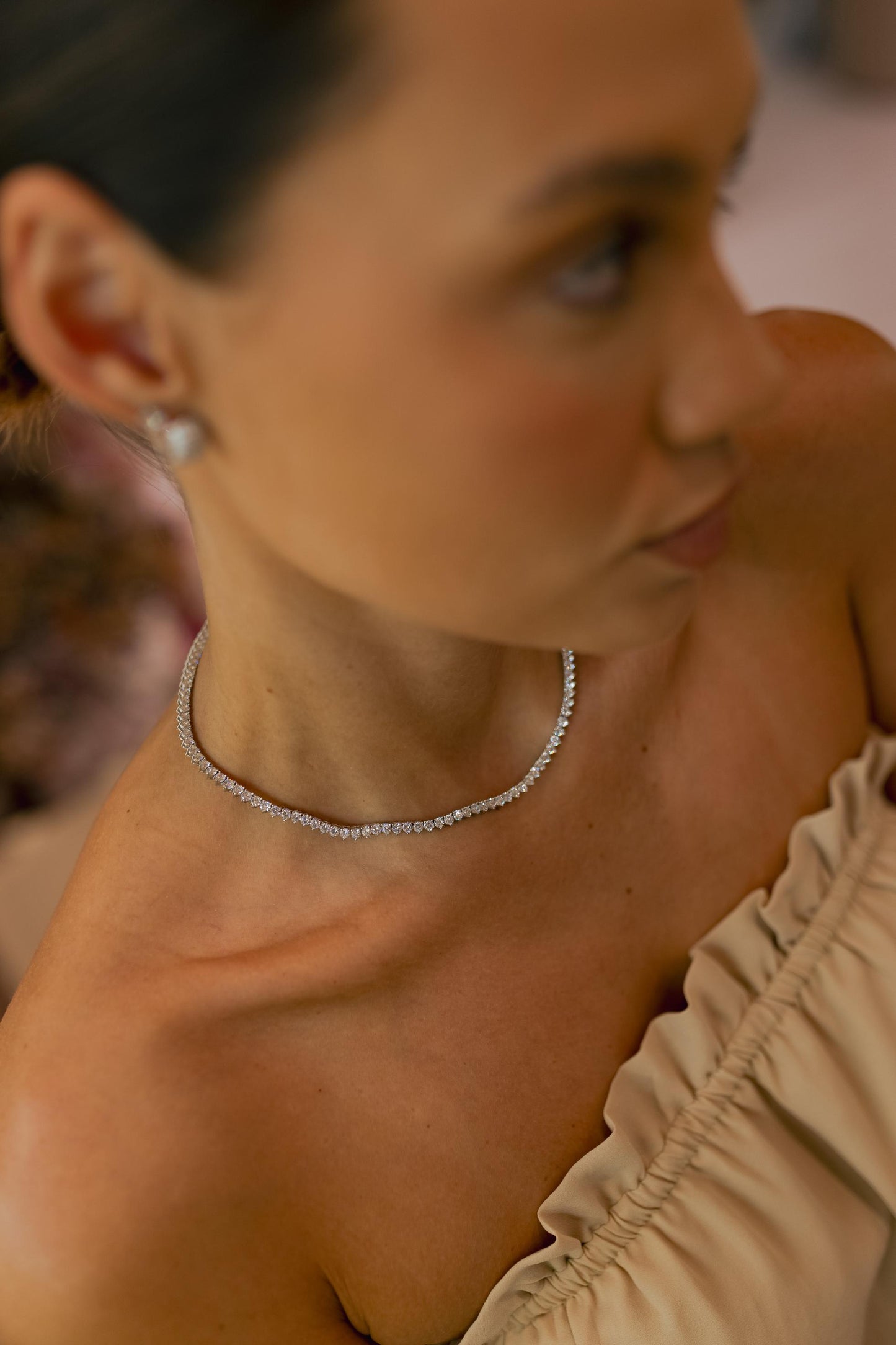 Colar Riviera 3mm 40cm Ródio Branco