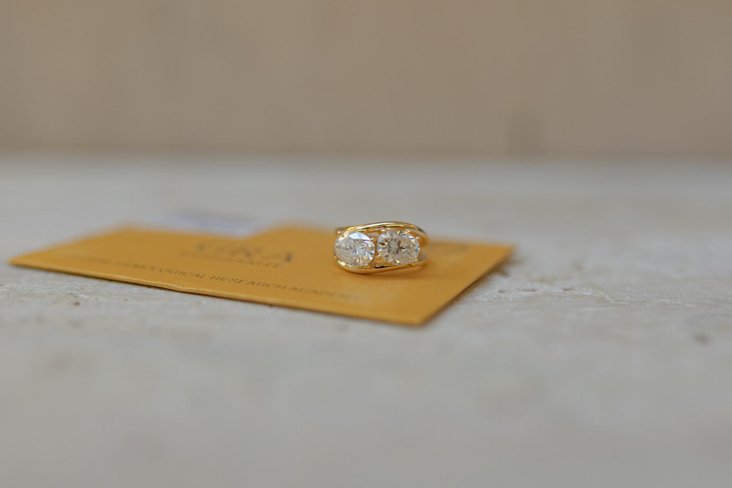 Anel Duplo Oval Moissanite Prata 925 Dourado