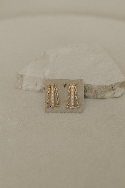 Brinco Ear Hook Pontos de Luz e Elos Dourado