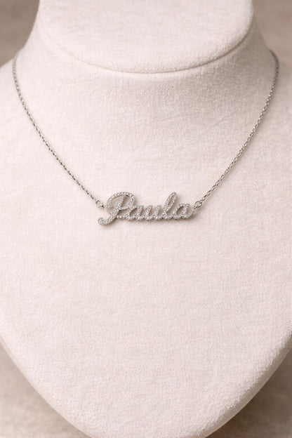 Colar Nome Personalizado 0,9mm Moissanite Prata 925