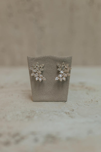 Brinco Ear Cuff 14 Gotas Baguete Cristal Dourado