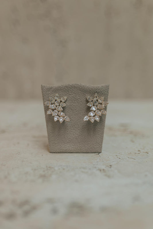 Brinco Ear Cuff 14 Gotas Baguete Cristal Dourado