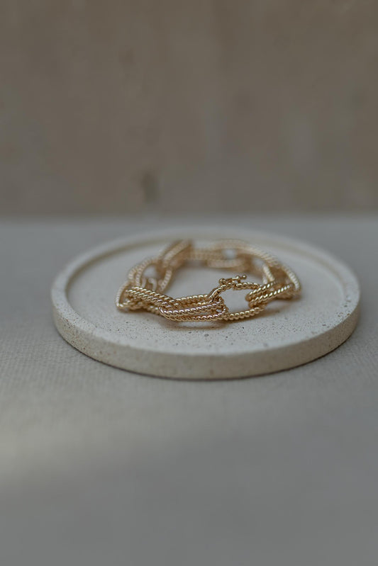 Pulseira Elos Duplos Textura Dourado